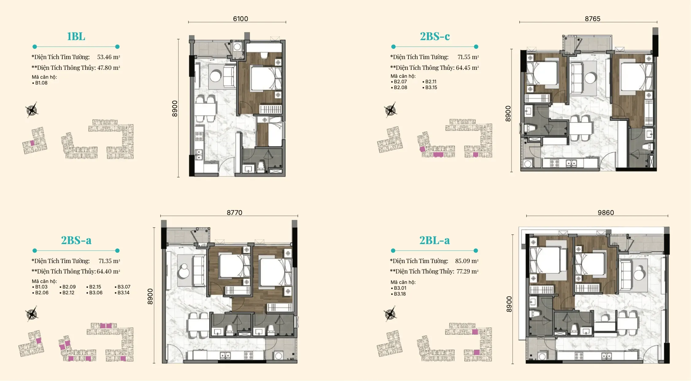 Mặt bằng 1PN và 2PN